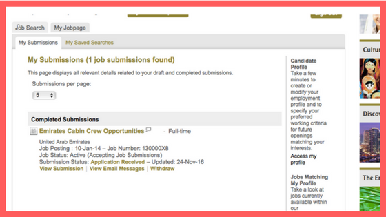 The anatomy of the Taleo job submissions page - Emirates Group Careers