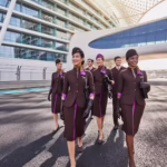 a group pf etihad airways cabin crew