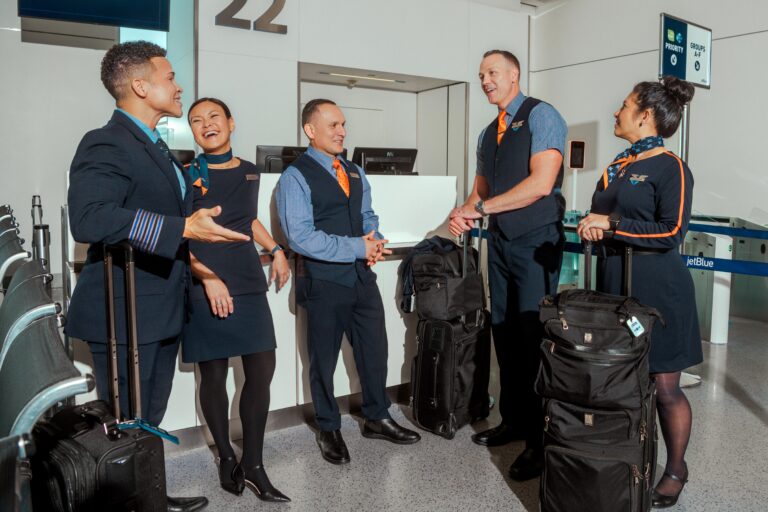 jetblue crew members at the gate