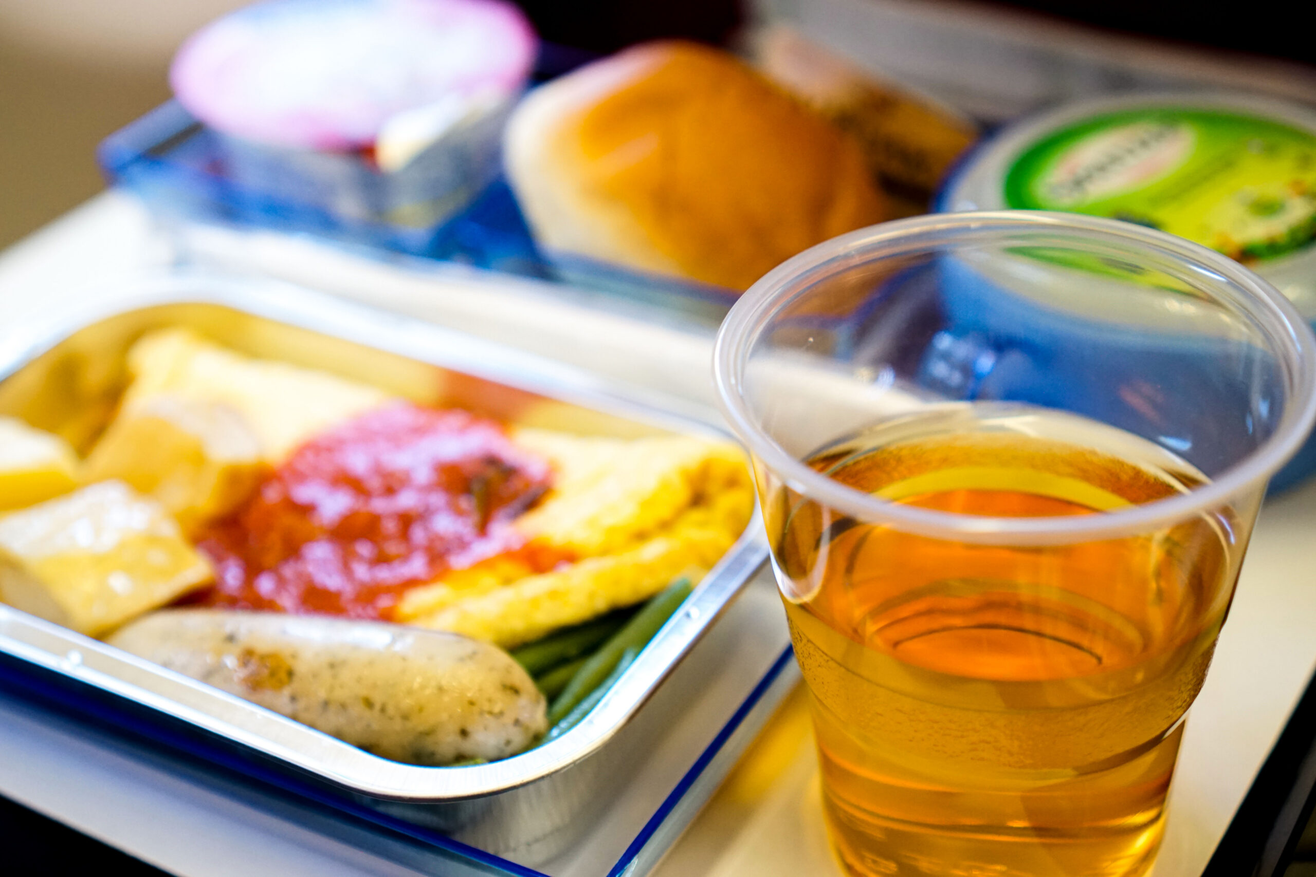 an airline breakfast meal tray