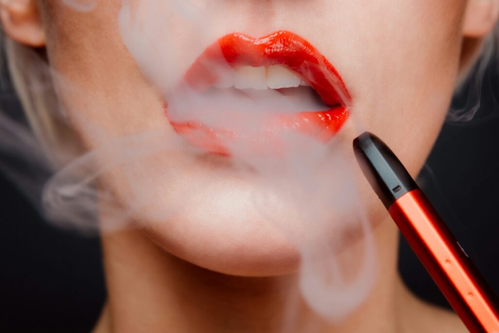 a woman vaping