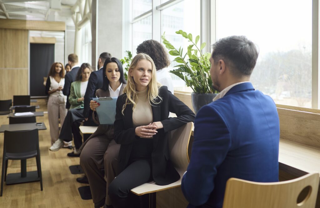 candidates talking at an assessment day