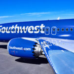 a close up of a southwest airlines plane
