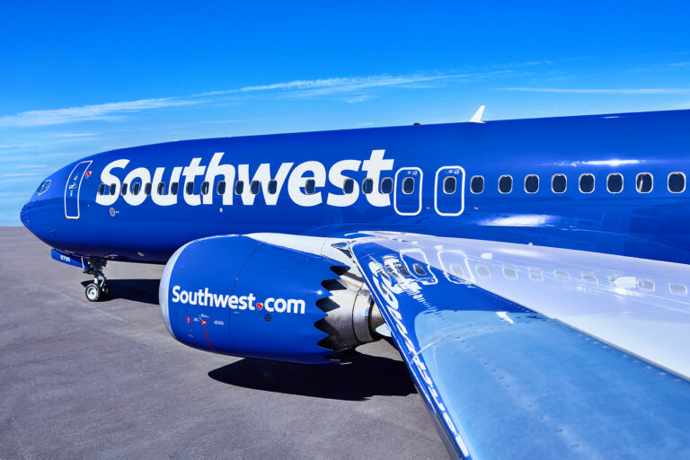 a close up of a southwest airlines plane
